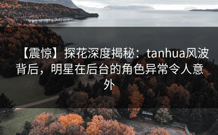 【震惊】探花深度揭秘：tanhua风波背后，明星在后台的角色异常令人意外