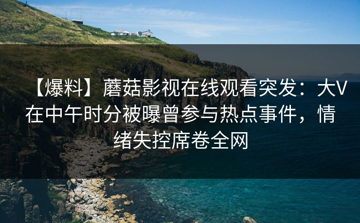 【爆料】蘑菇影视在线观看突发：大V在中午时分被曝曾参与热点事件，情绪失控席卷全网