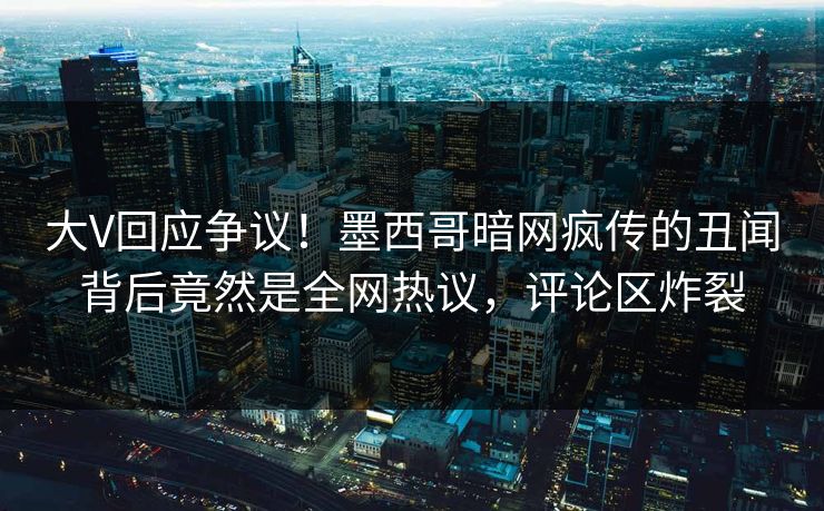 大V回应争议!墨西哥暗网疯传的丑闻背后竟然是全网热议,评论区炸裂 大V回应争议!墨西哥暗网疯传的丑闻背后竟然是全网热议,评论区炸裂