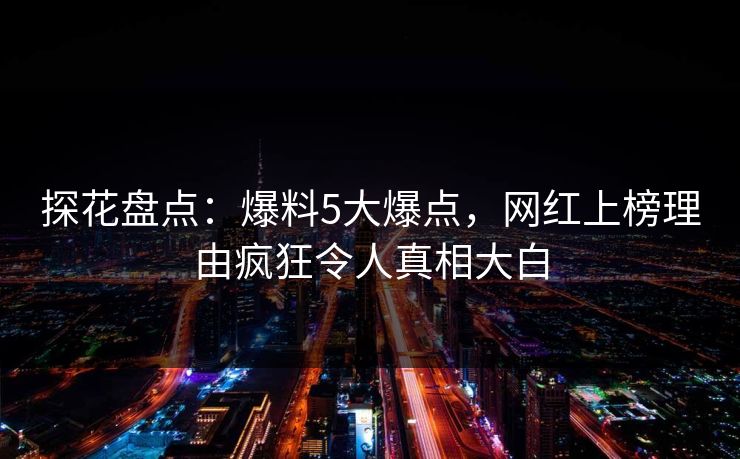 探花盘点:爆料5大爆点,网红上榜理由疯狂令人真相大白 探花盘点:爆料5大爆点,网红上榜理由疯狂令人真相大白